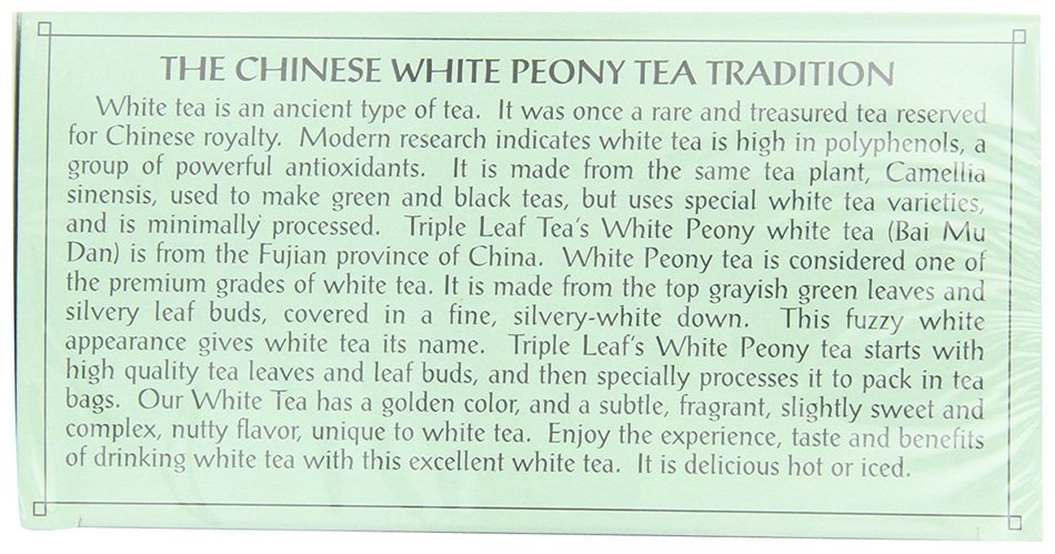 Triple Leaf Tea, White Peony, 20 Tea Bags (Pack of 6) N2