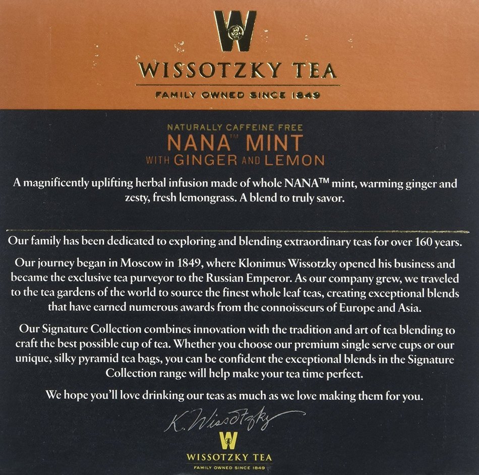 Wissotzky Tea Spiced Citrus Nana Mint Herbal Single Serve Cups for Keurig K Cups, 12 Count N4