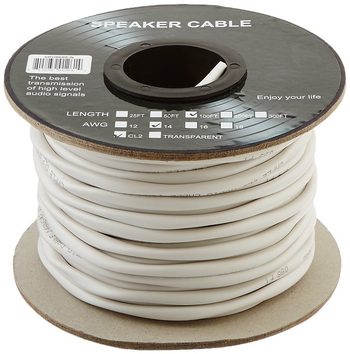 Cmple - 16AWG CL2 Rated 2-Conductor Speaker Cable - 250ft For In-Wall Install. N4