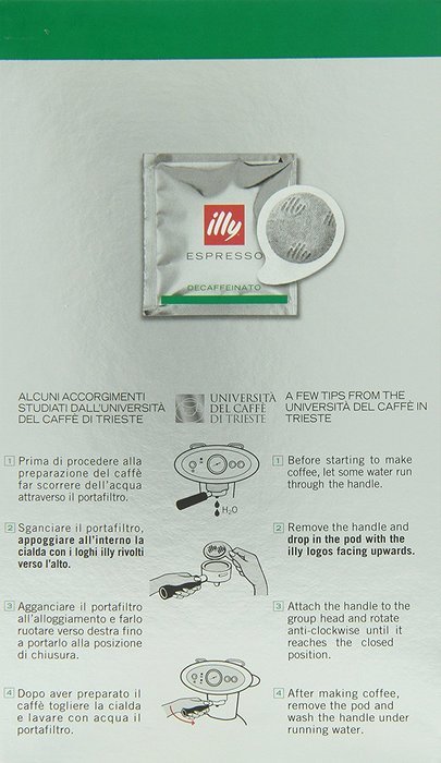 Illy Caffe Espresso Pods (Decaffeinated, Green Band) 18 Count Box N6