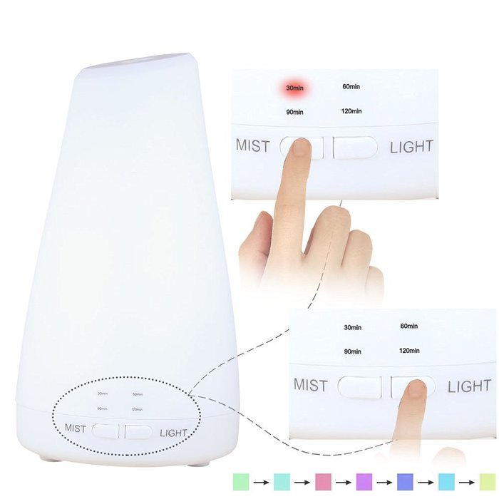LUCOG 100ML Essential Oil Diffuser Humidifier - 7 Color LED Light, Timing & Automatic Shut-off for Bedroom / Nursery... N2