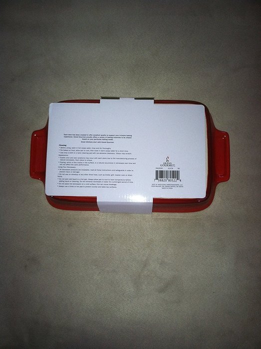 Grand Gourmet Ceramic Rectangular Casserole Red & White 10.5 Inch