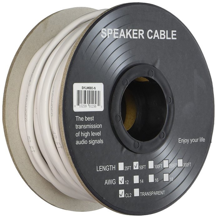 Cmple - 16AWG CL2 Rated 2-Conductor Speaker Cable - 250ft For In-Wall Install. N5