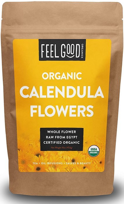 Organic Calendula Flowers - Whole - 16oz Resealable Bag (1lb) - 100% Raw From Egypt - by Feel Good Organics N2