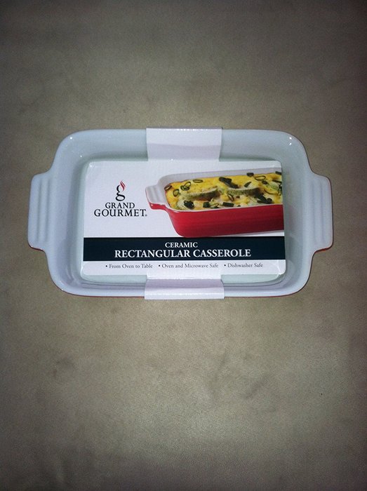 Grand Gourmet Ceramic Rectangular Casserole Red & White 10.5 Inch N2