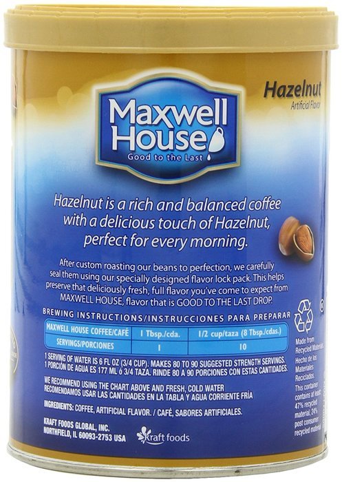 Maxwell House Hazelnut Ground Coffee, 11-Ounce Cannister (Pack of 3) N5
