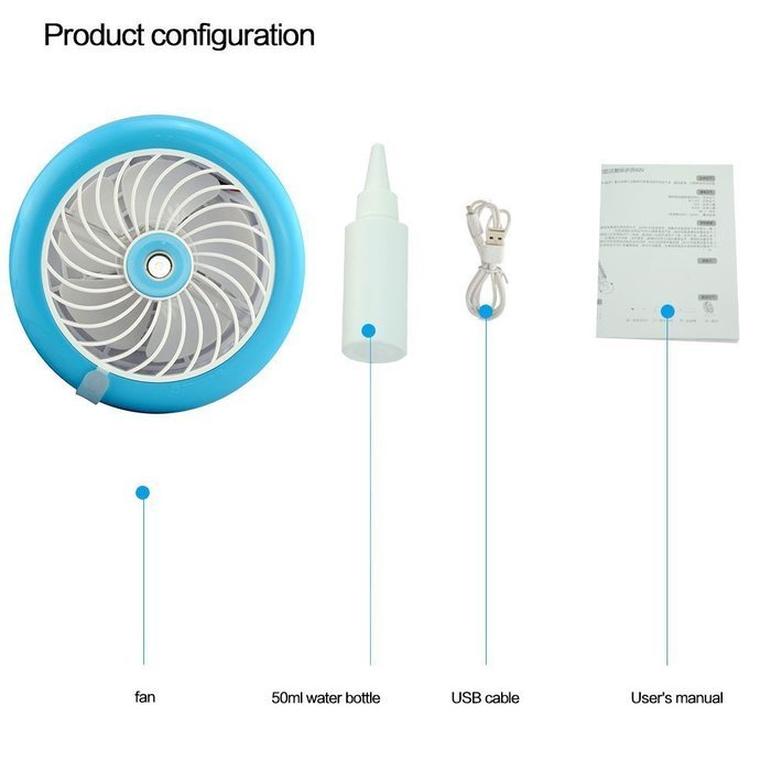Humidification + mobile power = fan,USB small portable office student hostel,spray silent N2