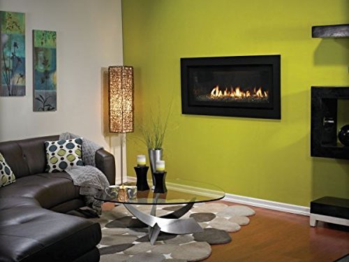 Boulevard DV Linear Fireplace w/ Black Tide water front, LP