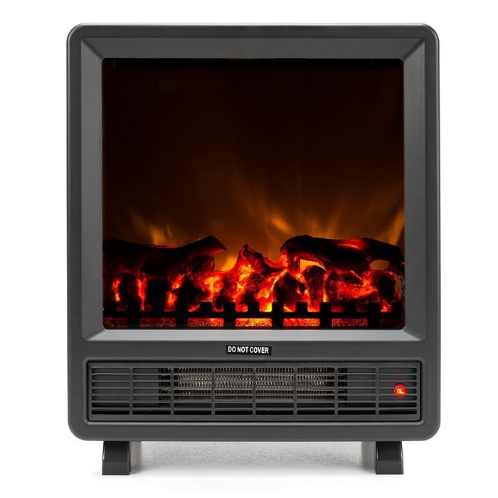 Mini Free Standing Electric Fireplace Stove - 18 Inch Black Portable Electric Fireplace with Realistic Fire and... N4
