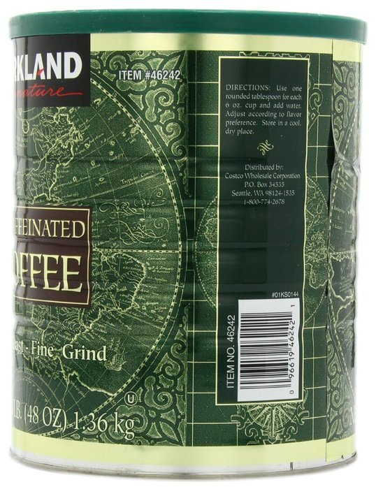 Kirkland Signature Dark Rost Fine Grind Decaf Arabica Coffee, 48 Ounce N7