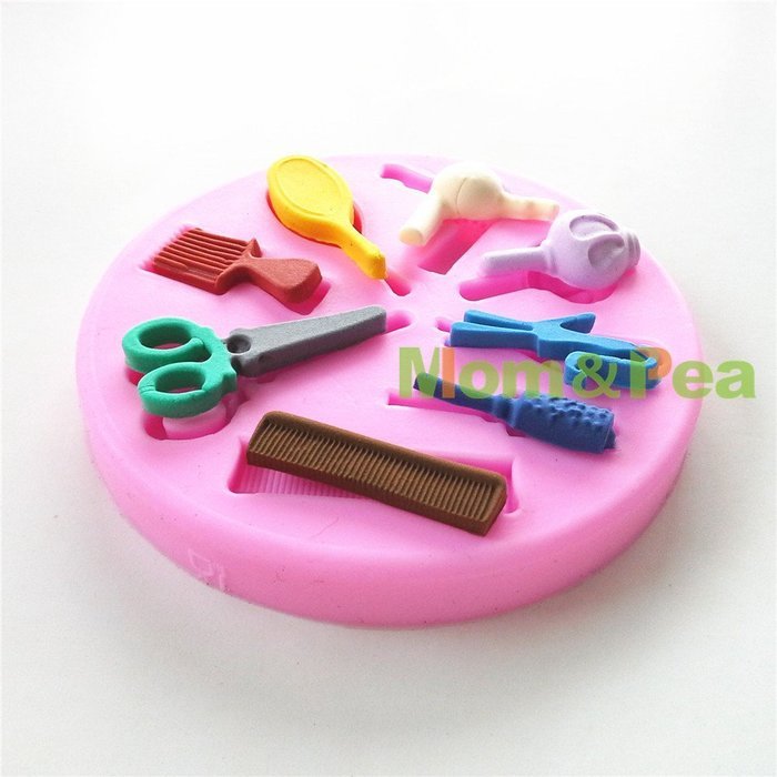 Mom&pea 0634 Hair Tools Shaped Silicone Mould for Fondant Cake Sugar Paste Cake Decoration 3d Cake Toppers Mold... N3