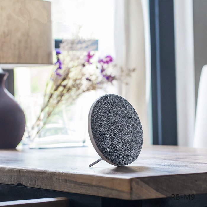 Bluetooth Speakers With Stand Sphere Design Fabric Material With Big Sound Unique Home and Office Decoration Grey N2