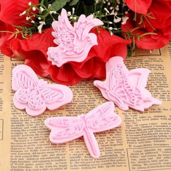 Cake & Cookie Cutters 4PCS Butterfly Bird Shade Fondant Cake Cookie Cutter Mould Plastic Mold N6