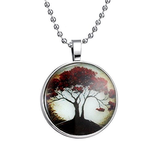 Steampunk Tree Glow in the Dark Glowing Pendant Necklace Stainless Steel Chain