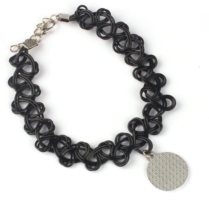 DDLBiz Tattoo Yin Yang Choker Necklace Stretch Double Layer Black Retro Henna Vintage 80s 90s N2