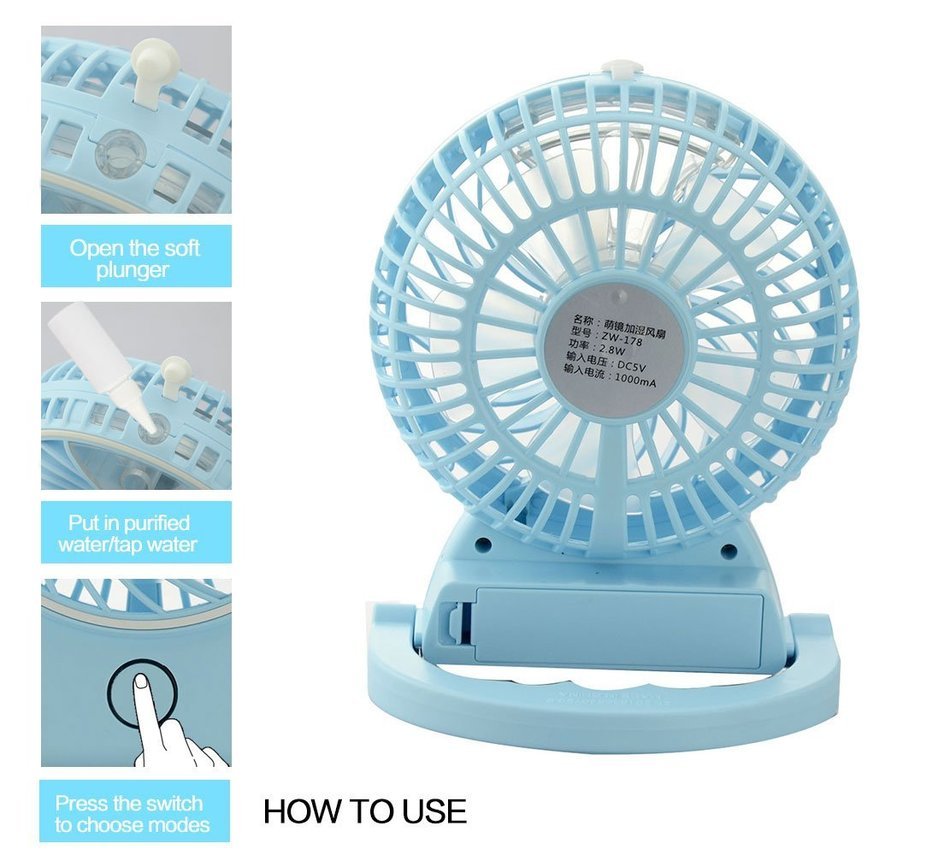 Welltop Table Fans Portable Desktop Humidifier Fan Handheld Fans Rechargeable Cooling Misting Fan Personal Cooling... N4