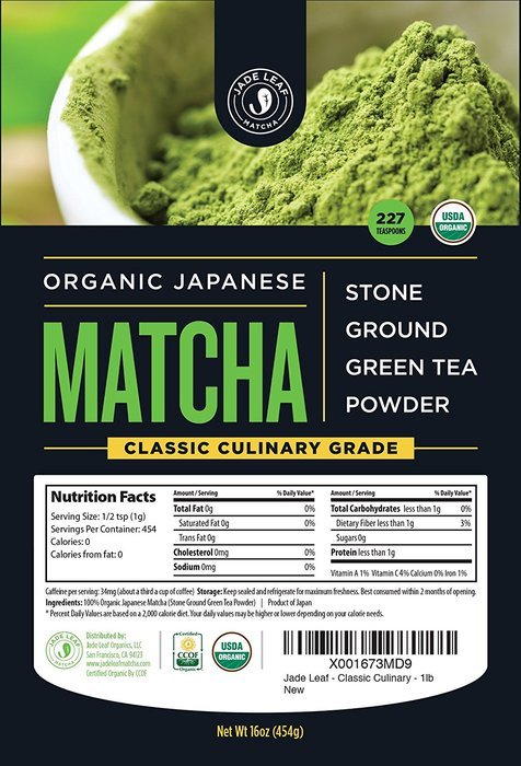 Jade Leaf - Organic Japanese Matcha Green Tea Powder, Culinary Grade (For Blending & Baking) &ndash; [30g Starter Size] N15