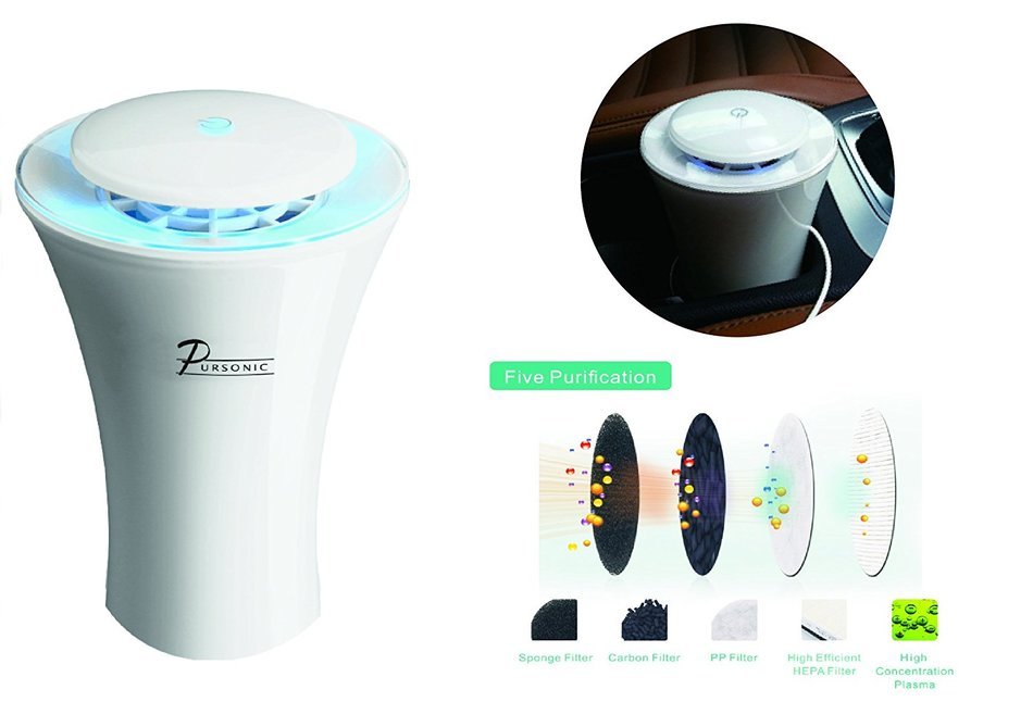 PURSONIC COMPACT AIR PURIFIER APC120 W/HEPA Filter HELPS WITH ALLERGIES BY PURIFYING 99% OF ODORS, POLLEN, & CIGARETTE... N3