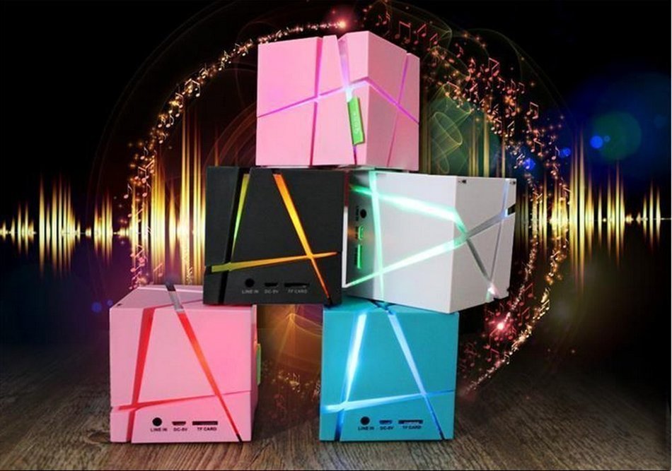 Dlisten Cube Ultra-Portable LED Lighting Wireless Bluetooth Speaker, Powerful Sound with Build-in Microphone,... N7