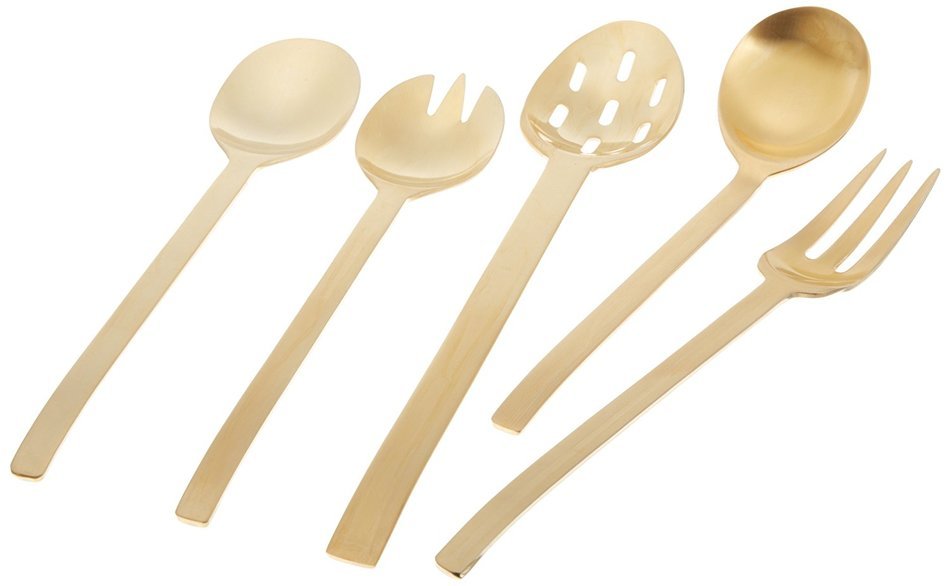 Herdmar Spiga 5-Piece Serving Set, Gold Matte Finish