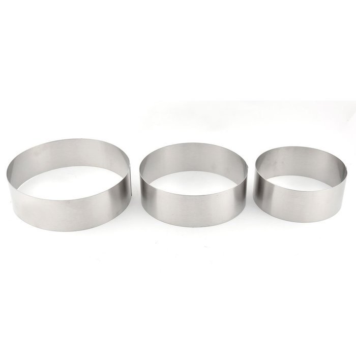 uxcell Metal Round Shape Home Kitchen DIY Fondant Muffin Cake Making Tool Mold 3 in 1 Silver Tone