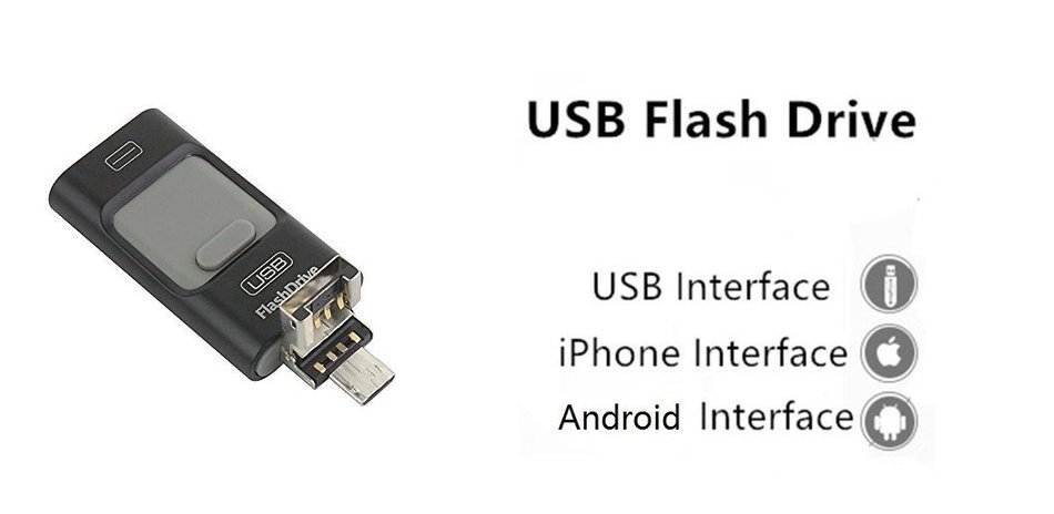 iPhone USB Flash Drive Suit For Iphone 6 / 5 IOS 9.0 and Android with Double Plug (USB and iPhone Interface) for... N2