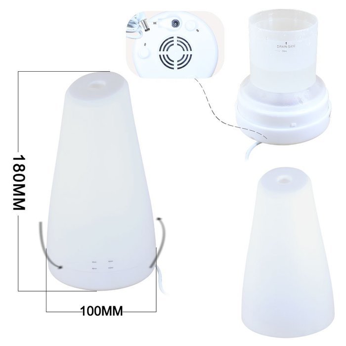 LUCOG 100ML Essential Oil Diffuser Humidifier - 7 Color LED Light, Timing & Automatic Shut-off for Bedroom / Nursery... N4