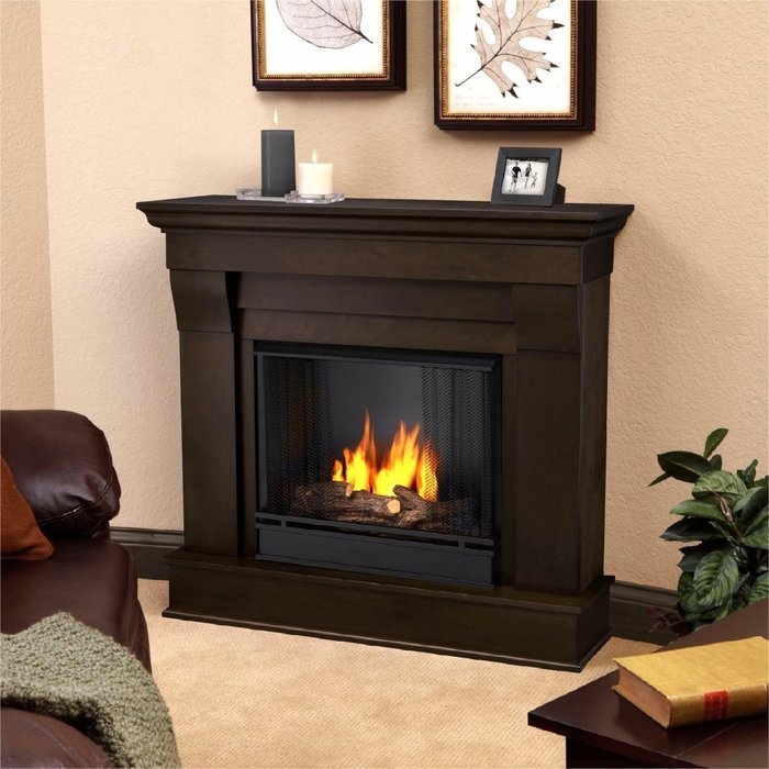 Real Flame Chateau Ventless Gel Fireplace - Dark Walnut N3