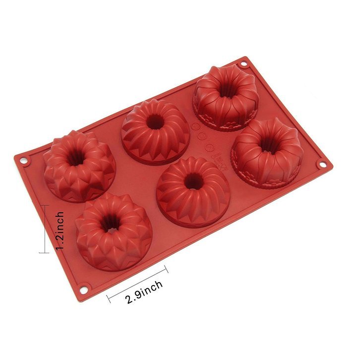 6 Cavity Silicone Mold Mini Bundt Savarin Cake Muffin Chocolate Baking Pan N2