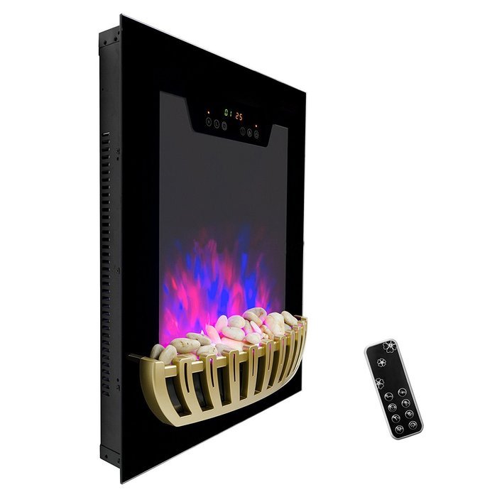 19" Wall Mount Electric Fireplace Space Heater LED Remote 1500w 5200BTU N7