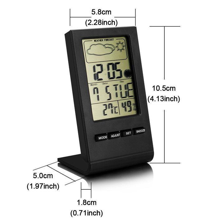 VersionTech Multi-functional Thermohygrometer Indoor Humidity Monitor Digital Hygrometer with Alarm Clock