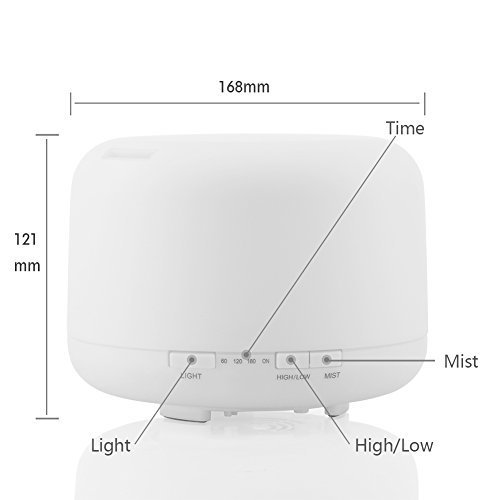 500ml Aroma Essential Oil Diffuser,URPOWER? Ultrasonic Air Humidifier with 4 Timer Settings 7 LED Color Changing... N4