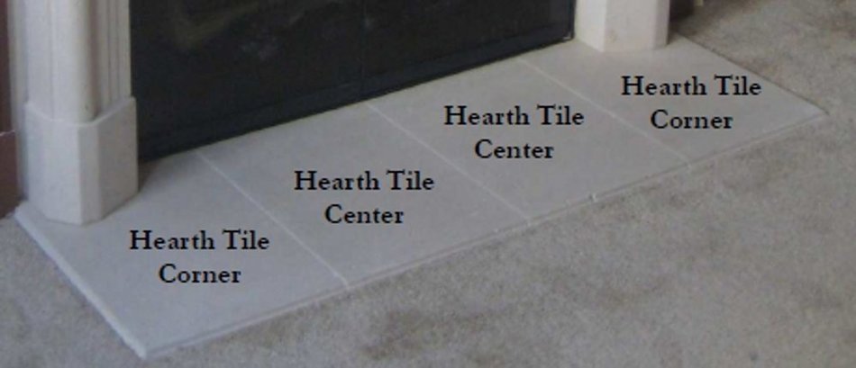 Flush Hearth Tiles Precast Fireplace Mantel and Surround (Stone = TraverStone Other=Gypsum) N2