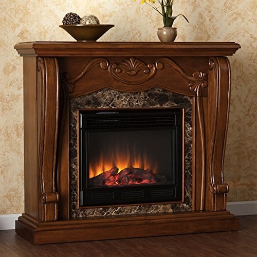 Sandro Walnut Stacked Stone Electric Fireplace