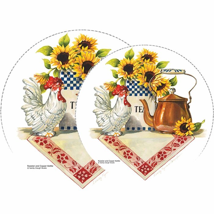Reston Lloyd Rooster & Copper Kettle Burner Cover s, Set of 4