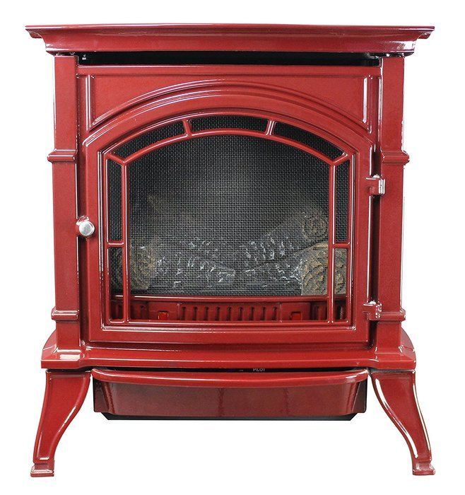 Ashley AGC500VFRLP Vent-Free Red Enameled Porcelain Cast Iron Stove, 31000 BTU N6