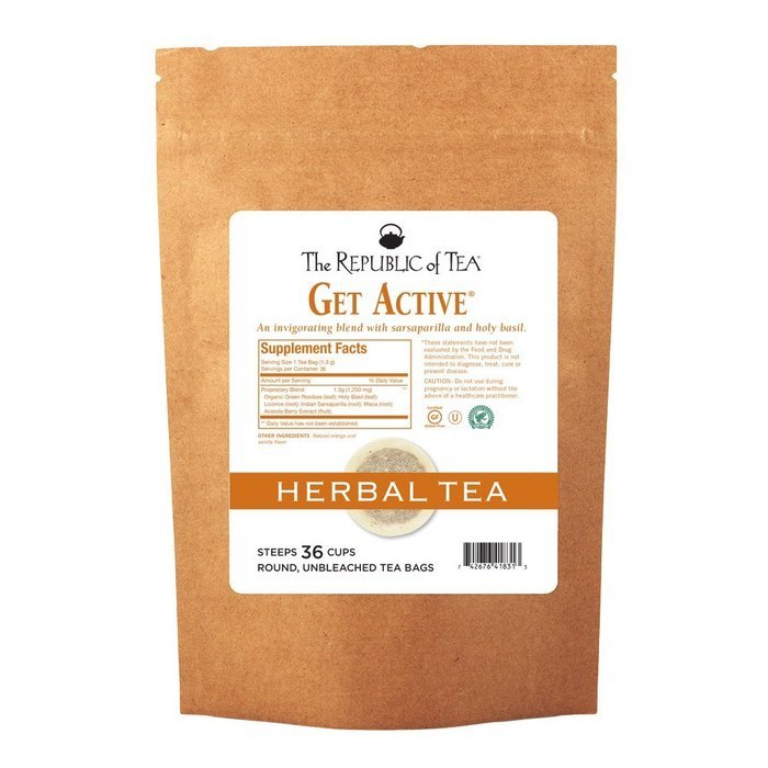 The Republic Of Tea Be Active Green Rooibos Tea Get Burning - Herb Tea For Metabolism, 36 Tea Bags N21