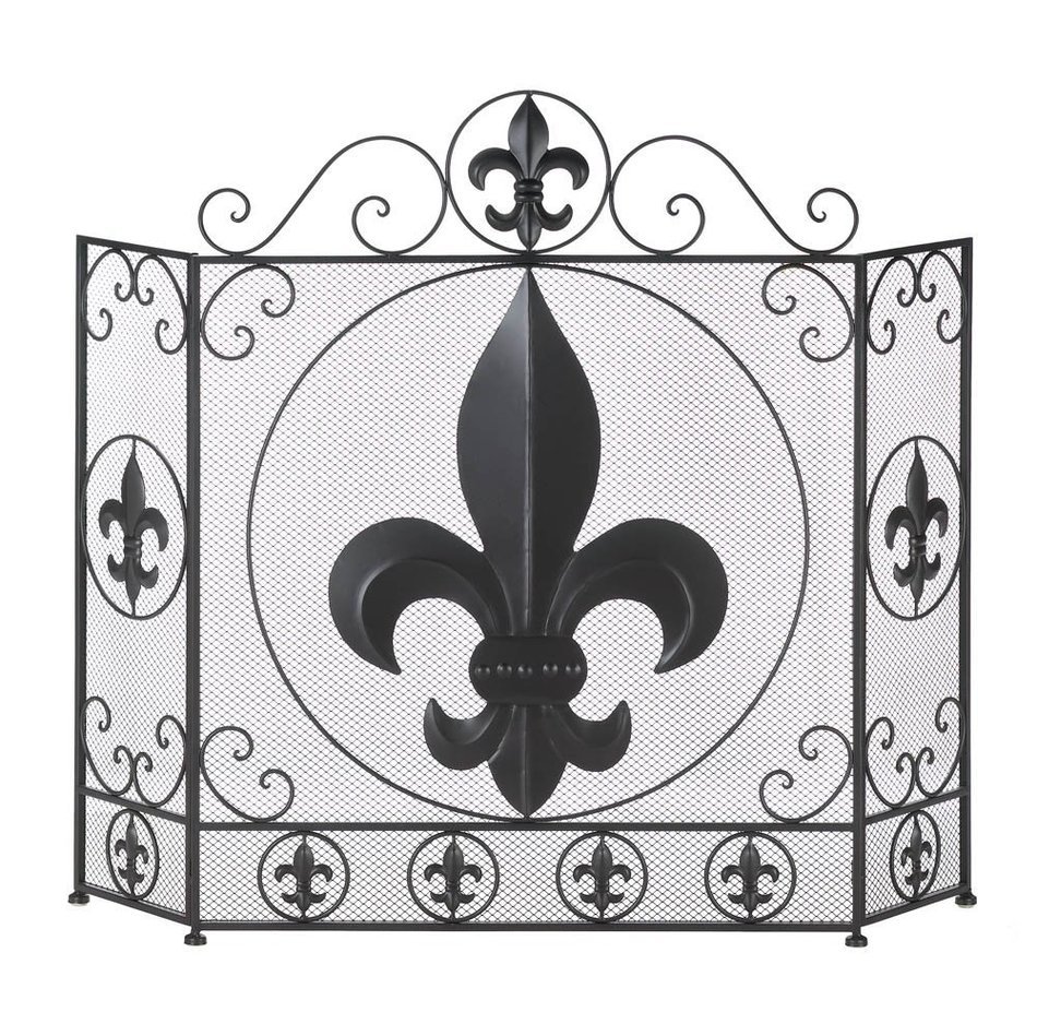 Fireplace Fleur De Lis Screen Tri Fold