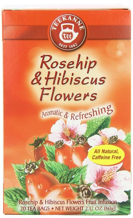 Teekanne Tea, Rose Hip & Hibiscus Flowers, 20 - Teabags, 2.12 Ounce, (Pack of 5) N2
