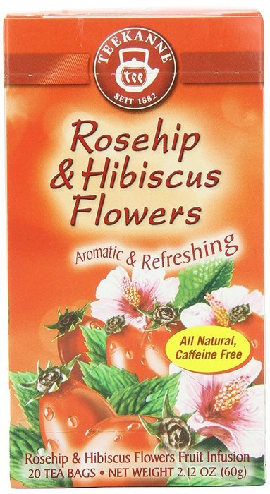 Teekanne Tea, Rose Hip & Hibiscus Flowers, 20 - Teabags, 2.12 Ounce, (Pack of 5) N3