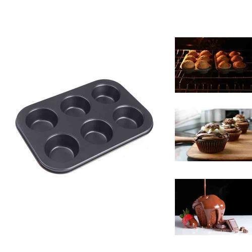 Lariy 6 Cups Pan Muffin Cupcake Steel Bread Baking Cupcake Bakeware Mould N4