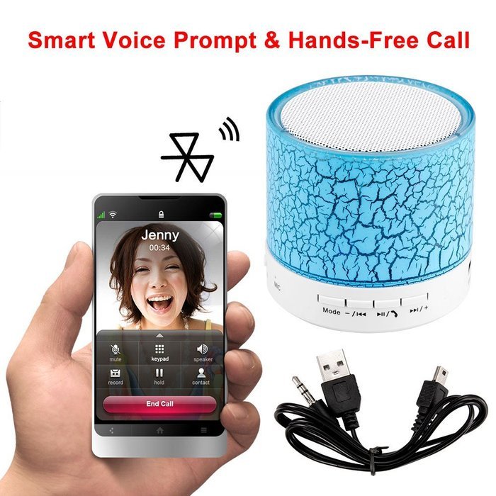 Mini Bluetooth Speaker LED Flash Crack Pattern Support LINE-IN/USB Flash Drive/TF Card/Mic/Calls/Music/FM Radio... N4