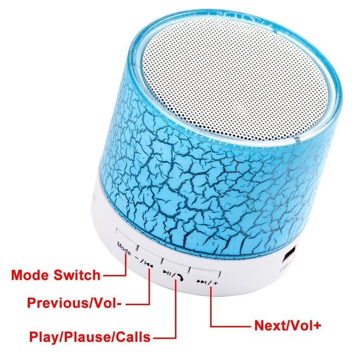 Mini Bluetooth Speaker LED Flash Crack Pattern Support LINE-IN/USB Flash Drive/TF Card/Mic/Calls/Music/FM Radio... N6