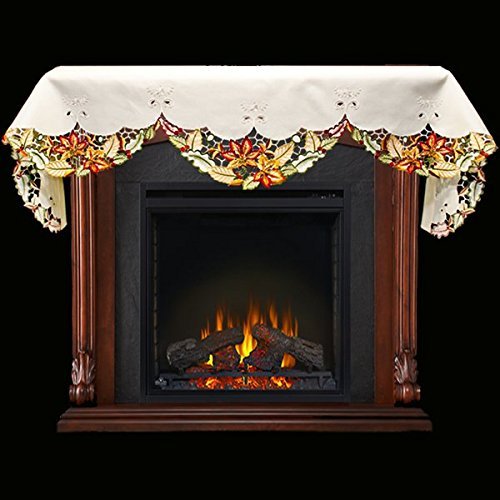 19" X 90" Wide Fireplace Mantel Scarf with Fall Leaves