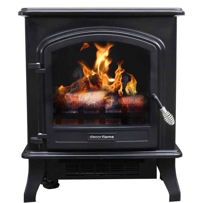 1500W Decor Flame Infrared Stove Heater, QCIH413-GBKP, 17.5"W, Matte black