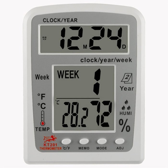 Momoday KT201 Multi-Function Big Screen Digital Clock/Week Temperature / Humidity Thermo-Humidity Meter with Alarm...