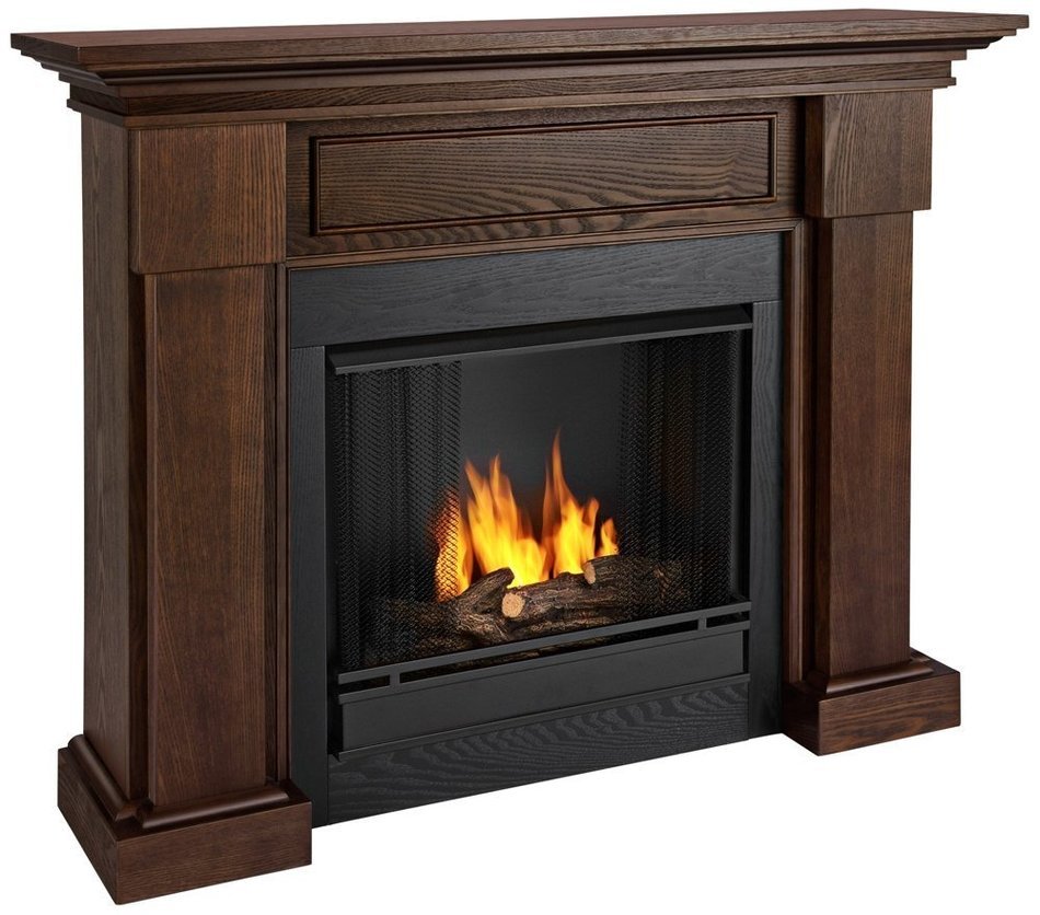 Real Flame Hillcrest Ventless Gel Fuel Fireplace Chestnut Oak