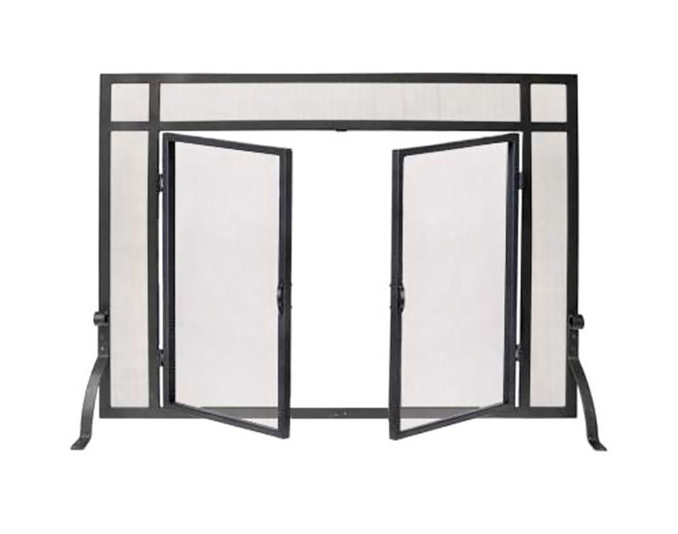 Woodeze Home Indoor Outdoor Fireplace Single Panel Screen With Doors 39W x 31H