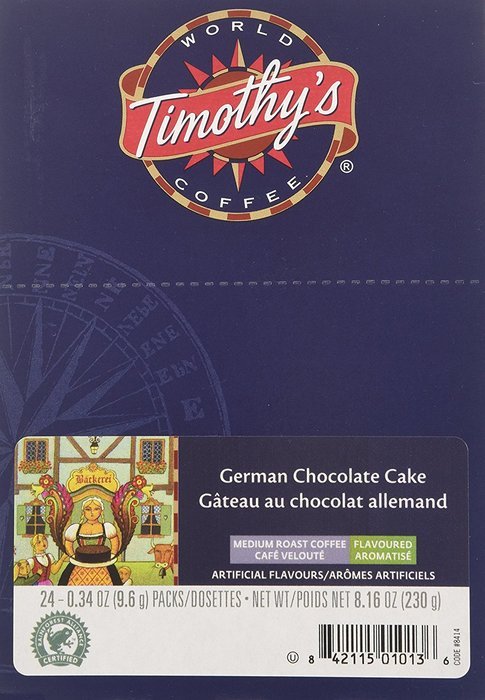 48 Count - Timothy's German Chocolate Cake Flavored Coffee K-Cup For Keurig Brewers N5