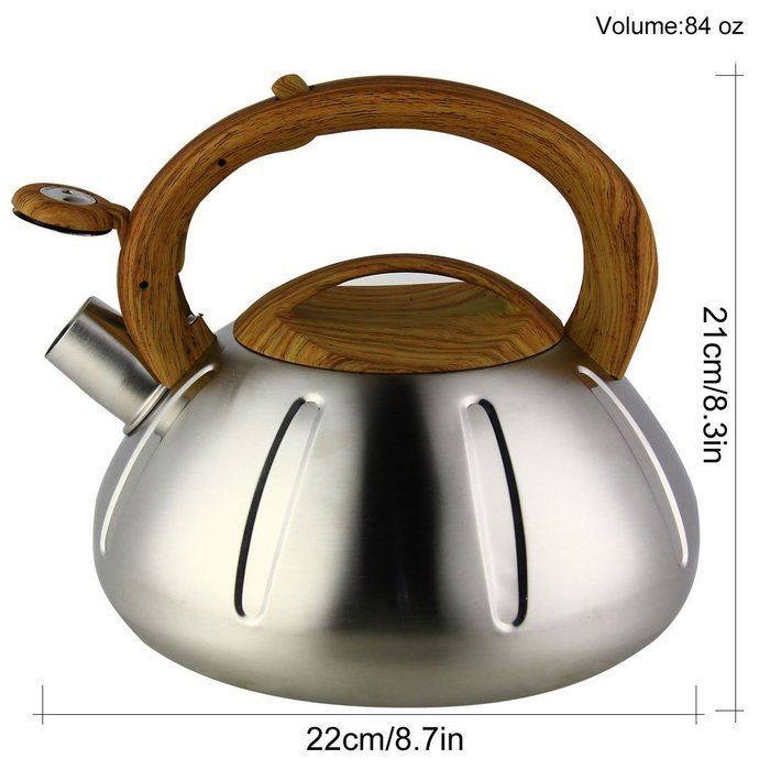 Riwendell Stainless Steel Whistling Tea Kettle 2.6-Quart Stove Top Kettle Teapot N5